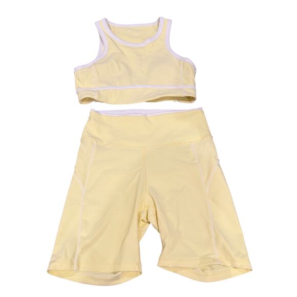Wilo Other - Wilo Butter Yellow Yoga Sports Bra and Biker Short Set Size Medium